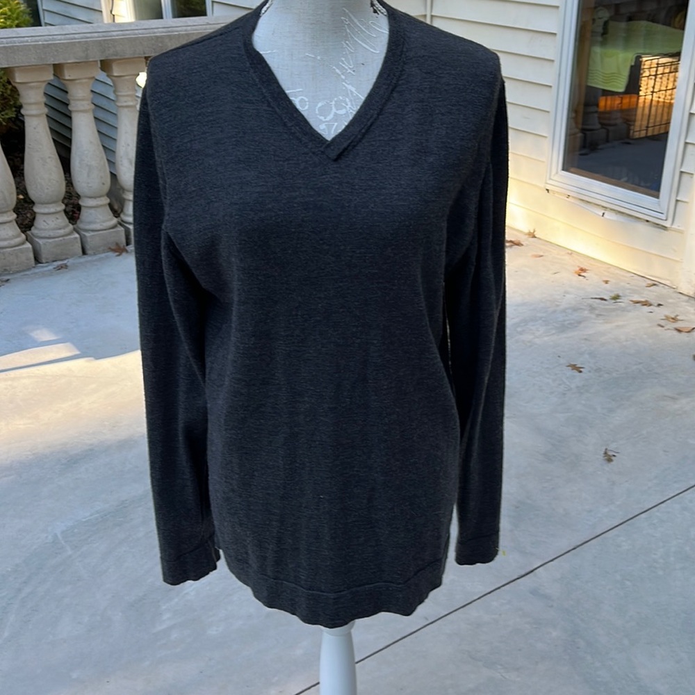 Frank & Oak Rue St-Viateur dark grey fine wool sweater XL